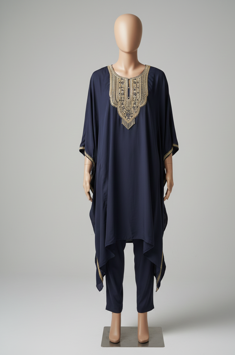 Elegant Zardozi Kaftan with Pants