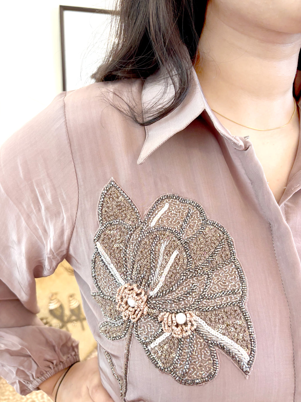 Coord Set with Floral Embroidery of Sequins and Cutdana