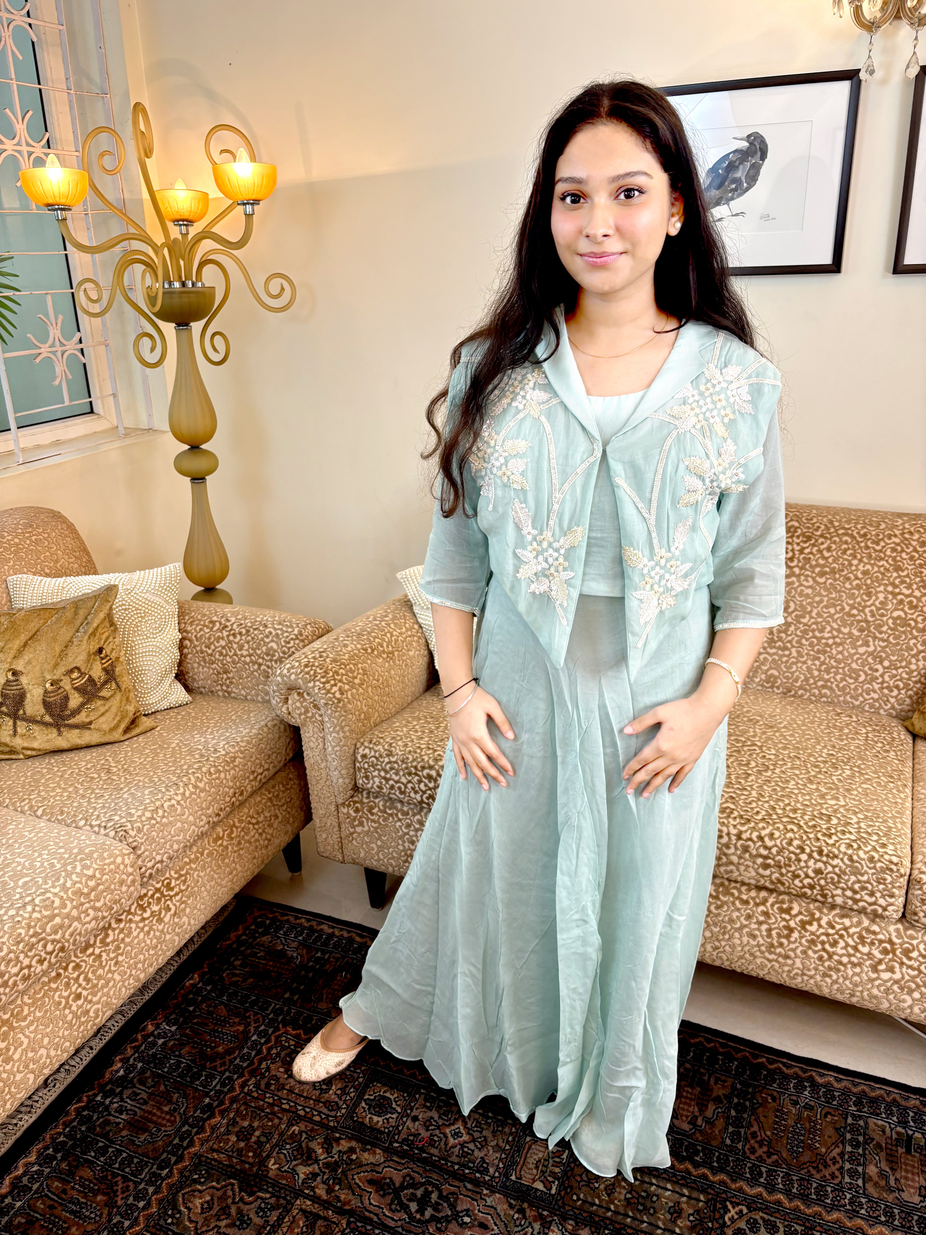 Indo-western Skirt with Bustier and Cape